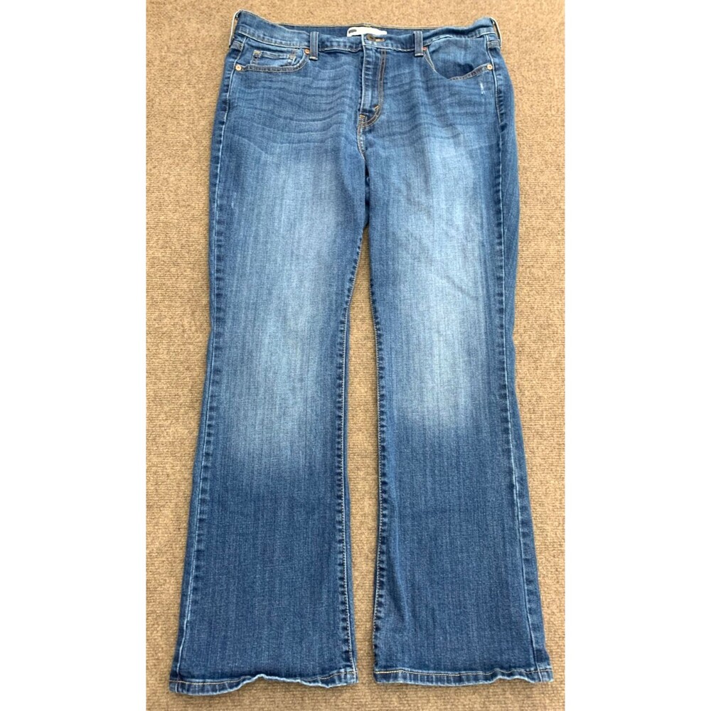Levis 515 Jeans Womens 35x30 Bootcut Stretch Whiskered Flare Flap Pocket Denim
